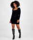 Фото #1 товара Women's Square-Neck Bodycon Sweater Dress, Created for Macy's
