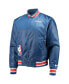 Фото #3 товара Men's Blue NBA 75th Anniversary Courtside Satin Full-Snap Jacket