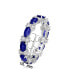 Фото #2 товара Sterling Silver White Gold Plated with Sapphire & Cubic Zirconia Chunky Eternity Band Ring