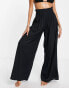 Esmee Exclusive shirred wide leg beach trousers in black