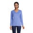 Фото #13 товара Women's Tall Relaxed Supima Cotton Long Sleeve V-Neck T-Shirt