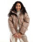 Фото #1 товара River Island PU puffer jacket in brown