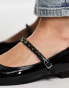 Glamorous embellished strap mary janes in black patent