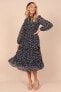 Women's Edwina Shirred Frill Long Sleeve Midi Dress