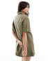 ASOS DESIGN denim short sleeve shirt dress in khaki wash