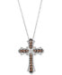 ფოტო #1 პროდუქტის Chocolate Diamond & Nude Diamond Cross 18" Pendant Necklace (3/8 ct. t.w.) in 14k White Gold