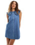 Ghospell textured collar mini dress in denim blue