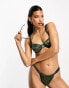 South Beach ruched cup underwire bikini top in high shine green