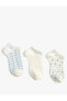 3'lü Patik Çorap Seti Çok Renkli Desenli