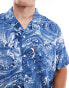 Levi's short sleeve waves print revere collar relaxed fit camper shirt in navy