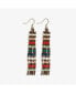 INK + ALLOY Melissa Horizontal Stripes Petite Beaded Fringe Earrings Teal + Poppy