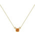 Cushion Cut Citrine Gemstone, Natural Diamond 14K Yellow Gold Birthstone Necklace