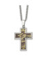 Printed Brown Camo Under Rubber Cross Pendant Curb Chain Necklace