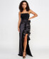 Juniors' Mixed-Media Cascading-Ruffle Gown