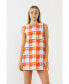 Фото #2 товара Women's Gingham Check Knitted Shift Dress