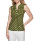 ფოტო #1 პროდუქტის Women's Dot-Print Twist-Front Sleeveless Shirt