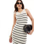 Vero Moda knitted sleeveless midi dress in black stripe