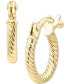 ფოტო #2 პროდუქტის Children's Twist Style Extra Small Hoop Earrings in 14k Gold, 3/8"