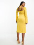 Фото #5 товара Public Desire satin midi dress with cross neck in mustard