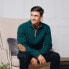 ფოტო #4 პროდუქტის Men's Organic Half Zip Sweater with Suede Trim