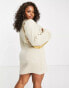 Фото #2 товара In The Style Plus exclusive zip detail volume sleeve mini dress in oatmeal