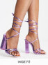 Фото #1 товара Public Desire Exclusive Wide Fit Amira block heel sandals in purple metallic