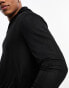 ASOS DESIGN long sleeve polo in sheer rib with deep v neck