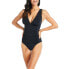 Фото #2 товара Beyond Control Plunging Neck Mio Garthering One Piece Swimsuit Black Size 12