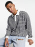 ASOS DESIGN oversized polo sweatshirt in navy stripe texture