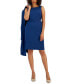 Women's Longline Jacket Topper & Belted Sleeveless Sheath Dress