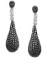ფოტო #3 პროდუქტის Black Diamond (1/2 ct. t.w.) & White Diamond Accent Elongated Teardrop Drop Earrings in Sterling Silver