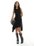 Weekday Jolie asymmetric mini dress with open back in black