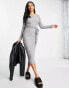 Фото #8 товара Miss Selfridge tie front rib midi dress in grey