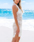 Фото #3 товара Women's White Open Knit Sleeveless Mini Cover-Up Beach Dress