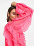 Фото #8 товара ASOS DESIGN frilly high neck maxi dress in fluro pink