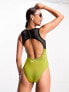 Nike Swimming Explore Wild keyhole back mesh swimsuit in khaki