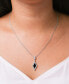 Фото #2 товара Macy's onyx & Diamond (1/20 ct. t.w.) Geometric Framed Pendant Necklace in Sterling Silver, 16" + 2" extender