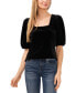 Фото #1 товара Women's Square Neck Short Puff Sleeve Velvet Top