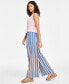 Women's Striped Elastic-Waist Wide-Leg Pants