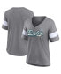 Фото #1 товара Women's Heather Gray Philadelphia Eagles Super Bowl LVII Raise The Bar Tri-Blend Half-Sleeve V-Neck T-shirt