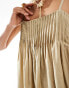 Фото #3 товара & Other Stories fluid wide leg jumpsuit with relaxed square neck in beige