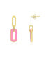 Фото #1 товара Bubblegum Pink Enamel Paperclip Link Earrings 14K Gold