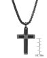ფოტო #3 პროდუქტის Men's Black IP Stainless Steel Spring Inlay Cross 24" Pendant Necklace