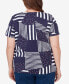 ფოტო #4 პროდუქტის Plus Size Stars And Stripes Split Neck Tee