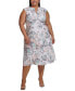 Фото #3 товара Plus Size Sleeveless Printed Midi Dress
