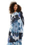 ASOS DESIGN mixed floral print smock maxi dress