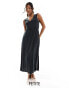 Фото #1 товара Vila Petite slinky v neck midaxi dress in black