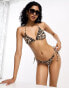 River Island – Bikinihose in Braun mit Rüschen und Leopardenmuster Коричневый, 42 - фото #3