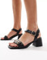 Фото #1 товара River Island snaffle block heeled sandal in black