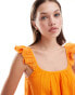 YAS scoop neck broderie sleeve maxi dress in orange - ORANGE